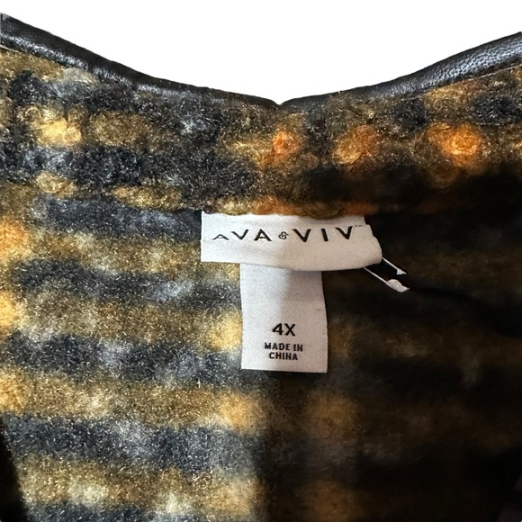 Ava & Viv Women's Size 4X Orange & Black Rust Plaid Open Front Soft Overcoat - Picture 5 of 9